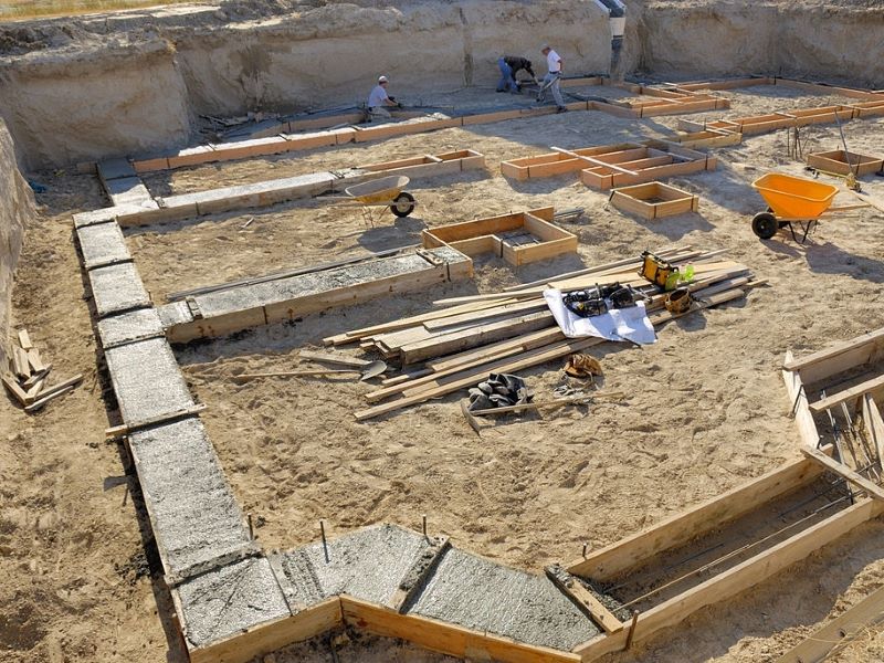building foundation under construction